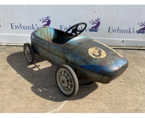 Rare Vintage Original Blue 'Ferrari Morellet Guerineau' Pedal Car - With Number 3 sticker to front, French, Circa Early 1960,