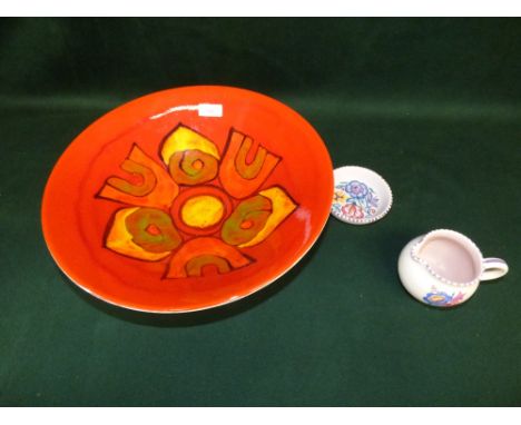 A 1970s Poole Pottery bowl, 34cm dia. A 1930s Poole Pottery jug & dish