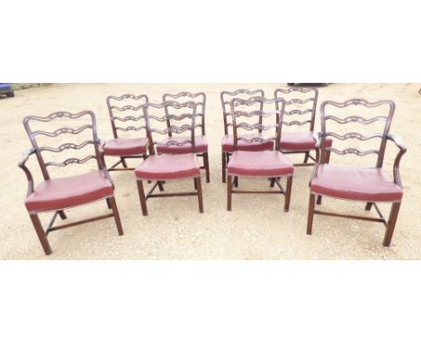 Set of good quality early 20th century mahogany dining chairs in the Chippendale taste (6+2 carvers)