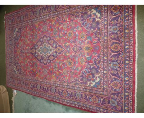 Kashan carpet, pale pink ground with stylized floral decoration