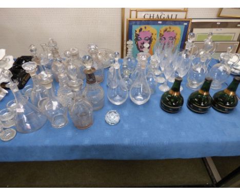 Regency glass decanter & stopper, assorted decanters & glassware