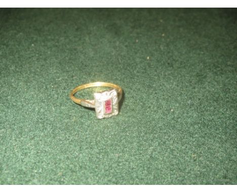 Art Deco style ruby ring set in 18ct gold