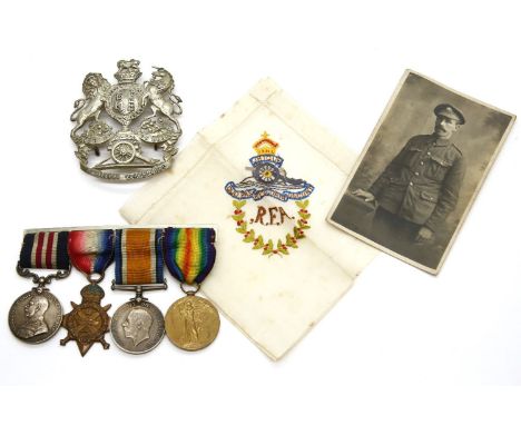 A group of four World War One medals awarded to 70160 BMR H Jones 56BY34 AFA BDE RFA (Henry H Jones), including Bravery in th