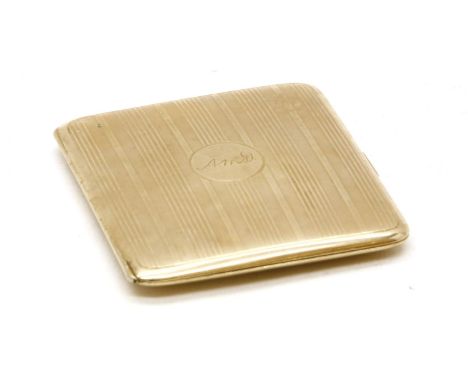A yellow metal cigarette case, with engine turned decoration, Birmingham 1924, 66.75g