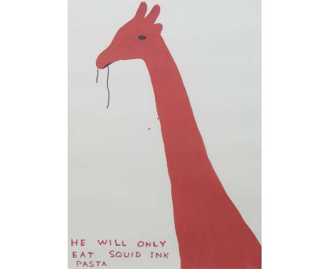 * DAVID SHRIGLEY OBE (SCOTTISH b. 1968),HE WILL ONLY EAT SQUID INK PASTAlithograph on 200g Munken Lynx paperoverall size 74cm