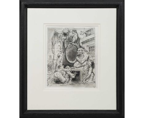 * PETER HOWSON OBE (SCOTTISH b. 1958),HOSPITALITY INN mixed media on paper, signed and dated '06, titled label versoimage siz