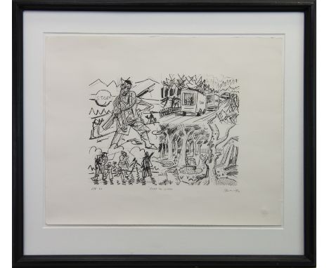 * PETER HOWSON OBE (SCOTTISH b 1958), ROAD TO VITEZ artist's proof lithograph, signed, titled and dated '94 29cm x 40cm Mount