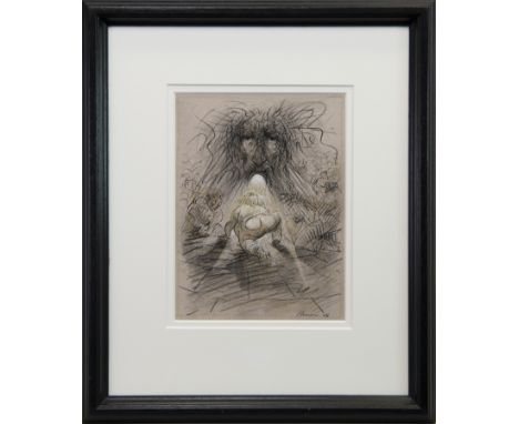 * PETER HOWSON OBE (SCOTTISH b 1958), I WILL GIVE YOU REST pastel on paper, signed and dated '08 19.5cm x 22cm Mounted, frame