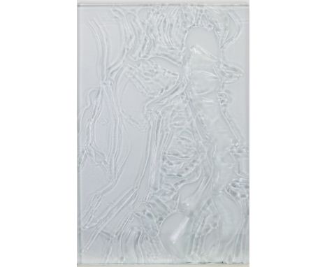 LUCINDA WILKINSON LAMBERT GLACIER kilnformed sandblasted and etched glass panel 60cm x 92cm Unframed