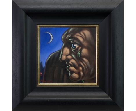 * PETER HOWSON OBE (SCOTTISH b 1958), MOONLIGHT CONTEMPLATION oil on canvas, signed 30cm x 30cm Framed and under glass