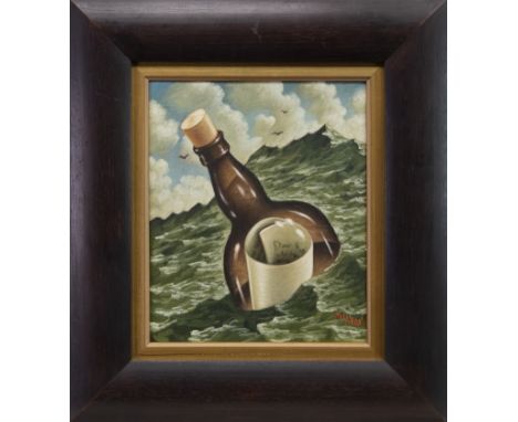 * GRAHAM MCKEAN, MESSAGE IN A BOTTLE oil on canvas, signed 31cm x 25cm Framed