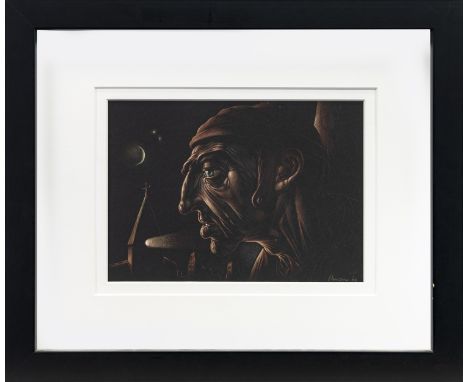 * PETER HOWSON OBE (SCOTTISH b 1958), MISER pastel on paper, signed and dated '06 19cm x 27cm Mounted, framed and under glass