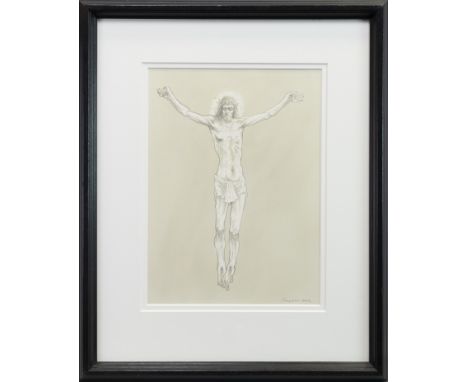* PETER HOWSON OBE (SCOTTISH b 1958), THE CRUCIFIXION mixed media on paper, signed and dated 2012 40cm x 30cm Mounted, framed