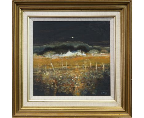 * GORDON HOPE WYLLIE DA RSW (SCOTTISH 1930 - 2005), FARMHOUSE ON ARRAN mixed media on board, signed and dated '95, titled ver