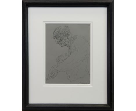 * PETER HOWSON OBE (SCOTTISH b 1958), FIGURE STUDY pen on paper, signed and dated 2009 30cm x 22cm Mounted, framed and under 