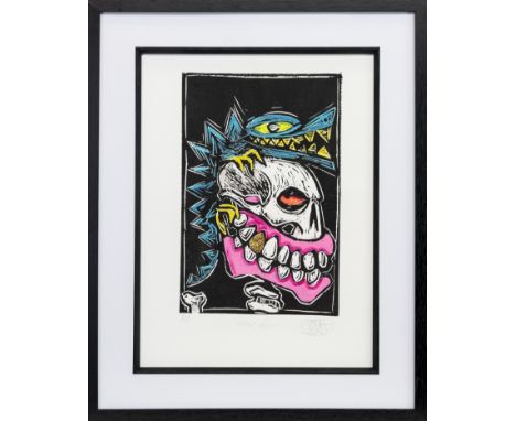 SWEET TOOF (BRITISH b 1971) and ROWDY (BRITISH CONTEMPORARY), PUNK CROCK linocut, signed and numbered 2/7 in pencil 30cm x 20