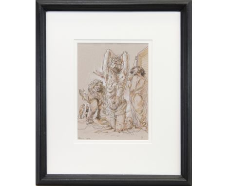 * PETER HOWSON OBE (SCOTTISH b 1958), REDEMPTION mixed media on paper, signed and dated 2012 30cm x 22cm Mounted, framed and 