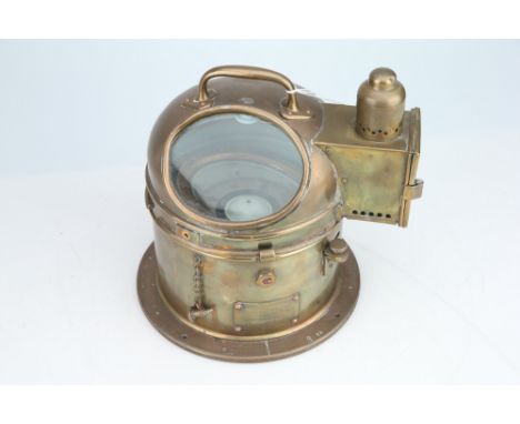 early 20th century, gimballed liquid compass and brass binnacle both stamped with 6605-99-460-6389, R/81/SIS/392, binnacle wi