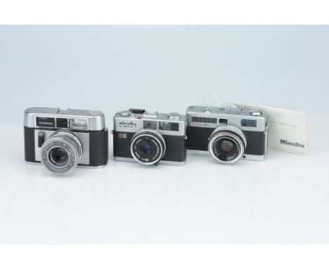 including a Minolta Minoltina-S, a Minolta HI-Matic F, and a Voigtlander Dynamatic, all untested,