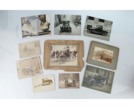including a French gelatin silver print, with driver at the wheel, dated 1900 with inscription in ink verso, 12.3cm x 17cm, m