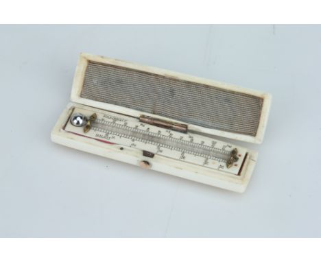 by William Gilbert &amp; Sons, c.1810, ivory thermometer in lined ivory case with gold fittings, blank gold cartouche, signed