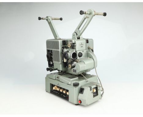 with dual reel support for seperate sound and movie film strips, eroneuosly reffered to as a Siemens 2000 series projector (w