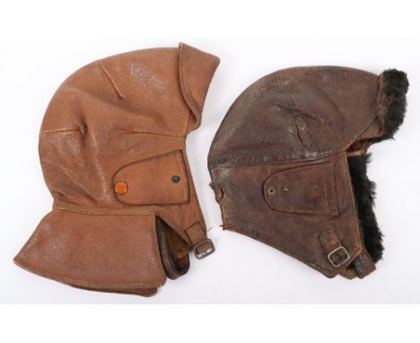 Royal Flying Corps Style Flying Helmet, soft light brown leather flying helmet with fitted brown leather neck flap and buckle