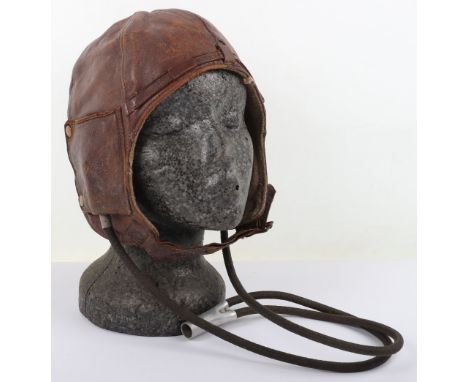 Early 1920’s Period Leather Flying Helmet Retailed by Austin Reed, interesting short light brown leather pattern flying helme