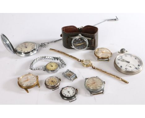 Collection of wrist and pocket watches, to include Rotary, Kered, Le Cheminant, Waldman, two silver cased ladies watches etc.