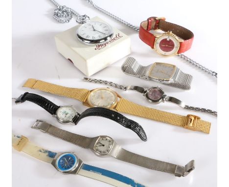 Ladies and gentlemen's wristwatches, to include Allaine, Raymond Weil, Swatch, Rotary, Citron, Ingersoll pocket watch in orig