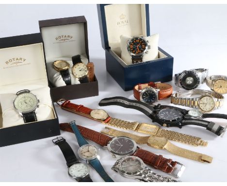 Wristwatches to include Rotary chronograph and others, Royal, Montine, Seiko, Timex, Constant etc. (qty)