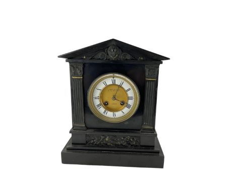 French slate Mantle Clock with pendulum.