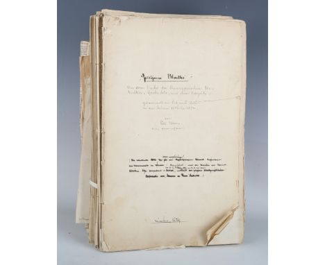 MANUSCRIPT. - Don Tito VISINO. Aus dem Buche der Americanschen ur Voelker Geschichte…gesammelt in den Jahren 1836 bis 1854. [