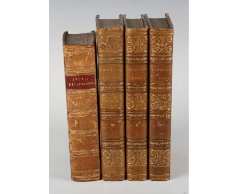 OVID. P. Ovidii Nasonis Metamorphoseon Libri XV, Interpretatione &amp; Notes. London: J. Nicholson et al., 1708. 8vo (193 x 1