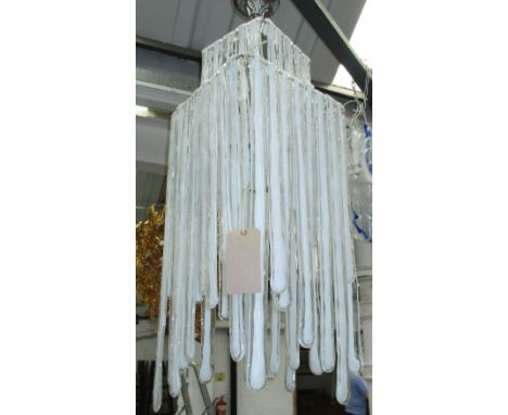 MURANO CHANDELIER, white streaked icicle design, 130cm H.