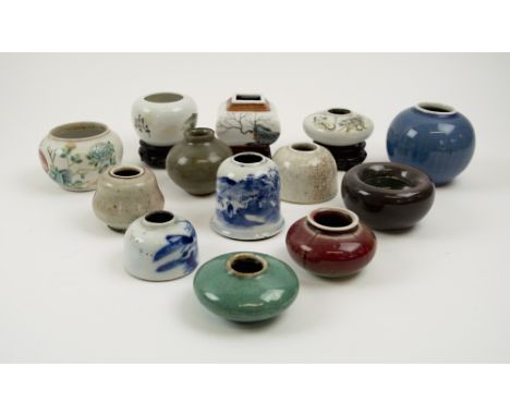 ORIENTAL CERAMIC BRUSH POTS, a collection of thirteen various, 19th century and later. (13)