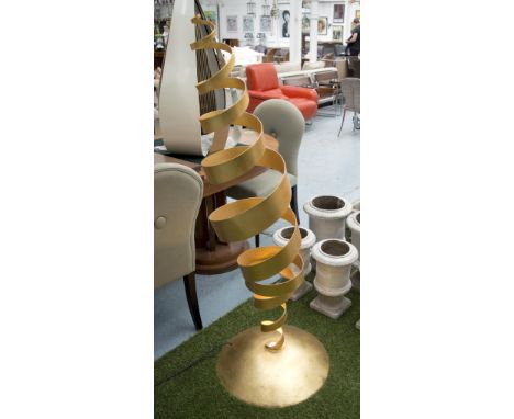 TOM DIXON SPIRAL FLOOR LAMP, coiled gilt metal on a domed gilt base, 150cm H.