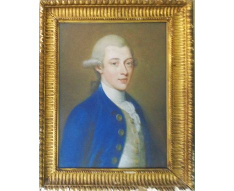 XVIII CENTURY MANNER, 'Portrait of a young man', pastel on paper, 63cm x 48cm, gilt framed and glazed, with damage on the pap
