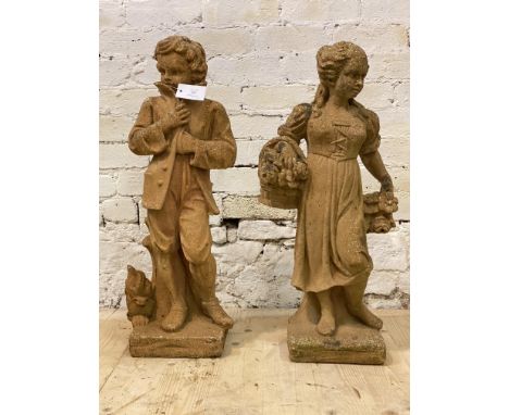 A Pair of reconstituted stone garden statues H78cm