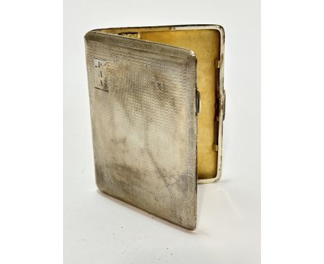 An Edwardian Birmingham silver engine turned decorated cigarette case with engraved initials PAA and internal inscription, Pa