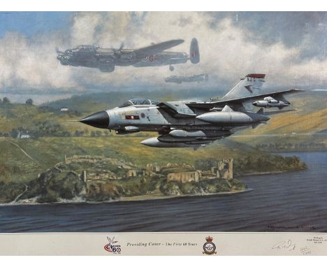 Ronald Wong Gavaasaa, Providing Cover The First Sixty Years, lithographic print, signed in pencil, 442/1000, presented to Abe