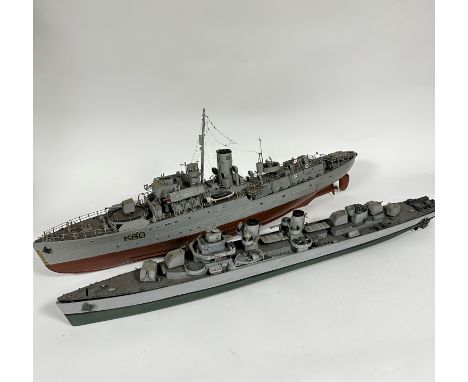 A scale model of HMS Bluebell, Flower Class Corvette, Royal Navy WWII, torpedoed and sunk by German U Boat 711 17th February 