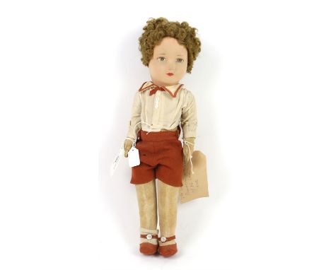 American Stuffed Novelty Company cloth doll, of Lenci type, 41cm high,Condition Report:  Right sock missing, small hole to ri