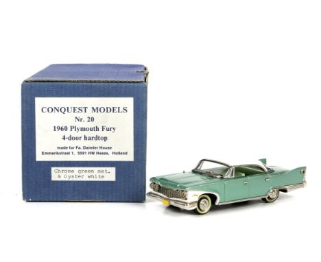 Conquest Models Nr. 20, 1960 Plymouth Fury 4-door hardtop, Chrome green metallic and oyster white, boxed,