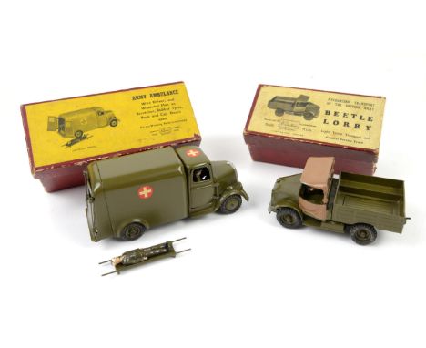 Britains Mechanised Transport of the British Army 'Beetle Lorry', in red card box, and Britains Army Ambulance in red card bo