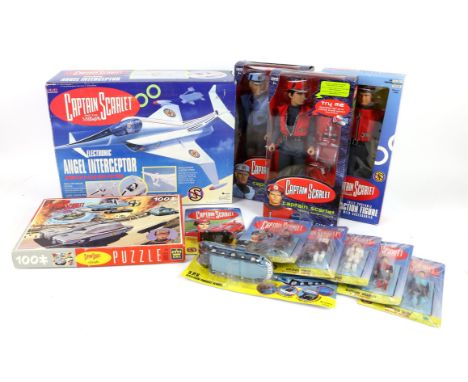Captain Scarlet Toys including Electronic Angel Interceptor, Puzzle by King, two Carlton talking action figures 'Captain Scar
