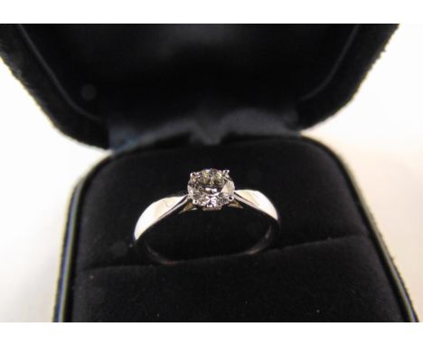 Tiffany &amp; Co. platinum and diamond solitaire ring, diamond approx .43 carat, colour G, grade VVS1, to include original ce