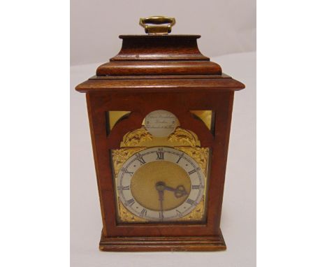 A miniature 18th century copy of a Charles Frodsham bracket clock with pierced mahogany and glass case, silvered chapter ring
