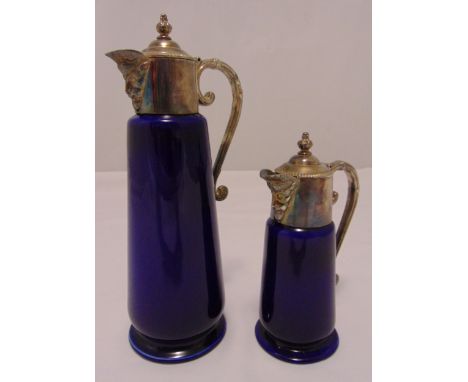 Wade Falstaff ceramic claret jug with silver plated mounts and a matching smaller claret jug, tallest 29cm (h)