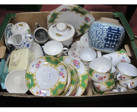 Chinese Blue-White Ginger Jar, Grosvenor China tea service, Royal Worcester 'Evesham' biscuit barrel, Blue White tureen, etc: